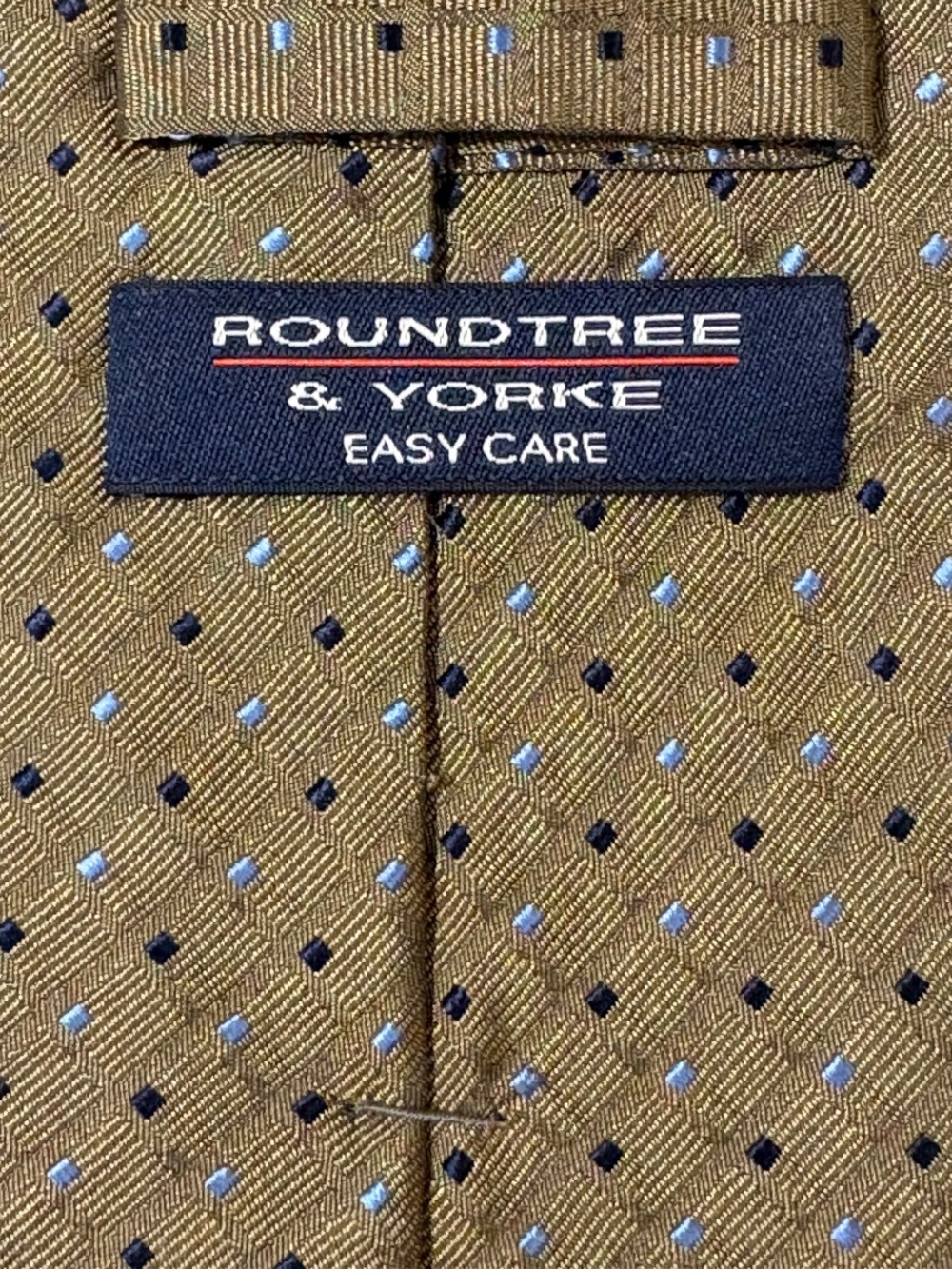 Roundtree & Yorke Olive Gold Micro Dot Silk Tie
